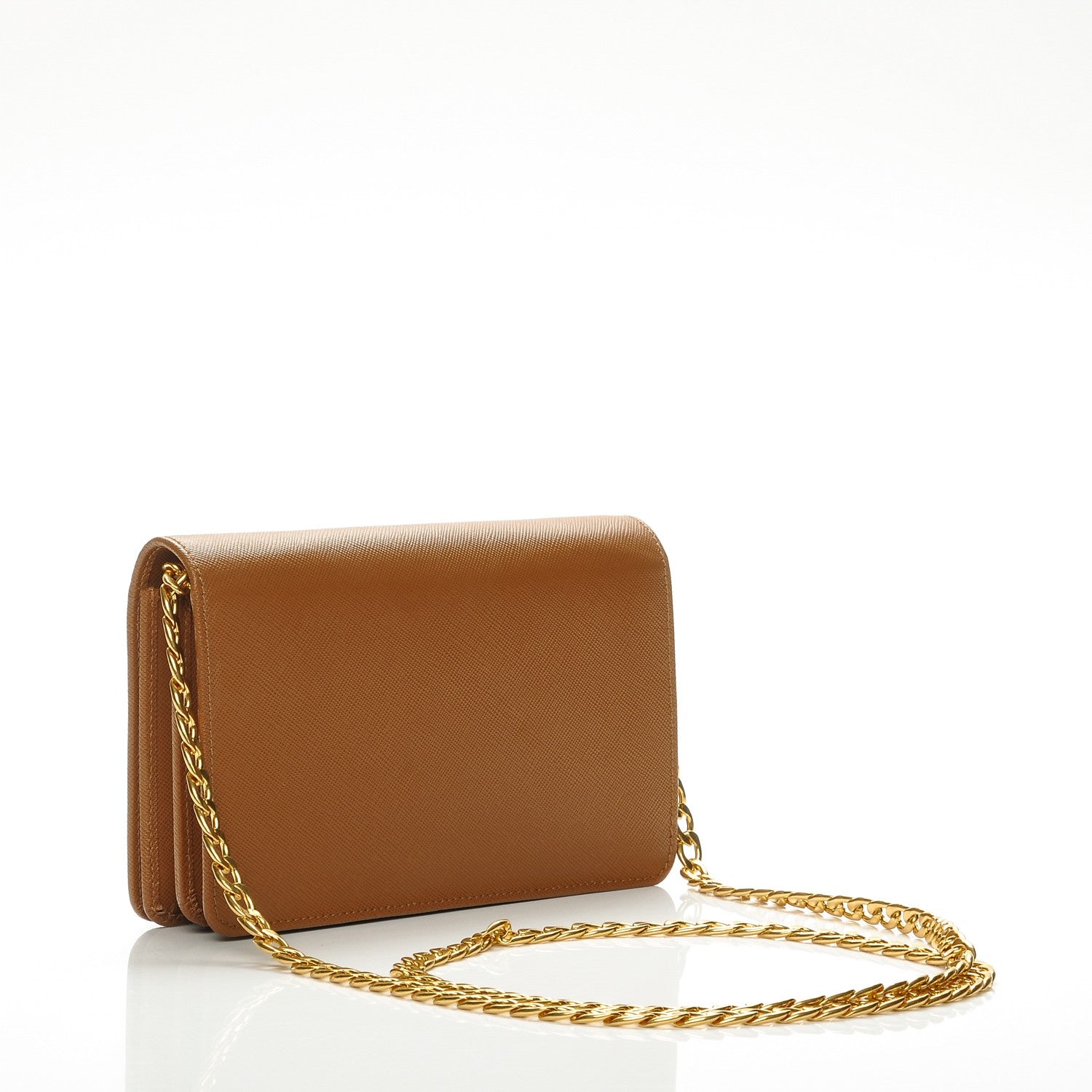 Prada Saffiano Lux Chain Wallet Camel 3 of 7
