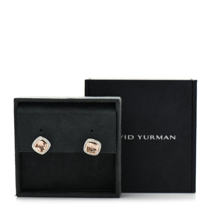 David Yurman Sterling Silver 18K Rose Gold Diamond Morganite 7mm Petite Albion Earrings 5 of 5