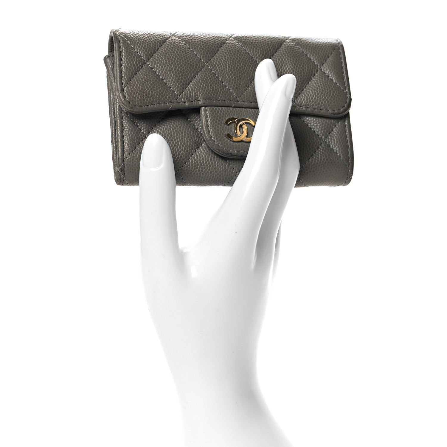 Chanel Caviar Quilted Flap Card Holder Wallet Dark Grey 2 of 10