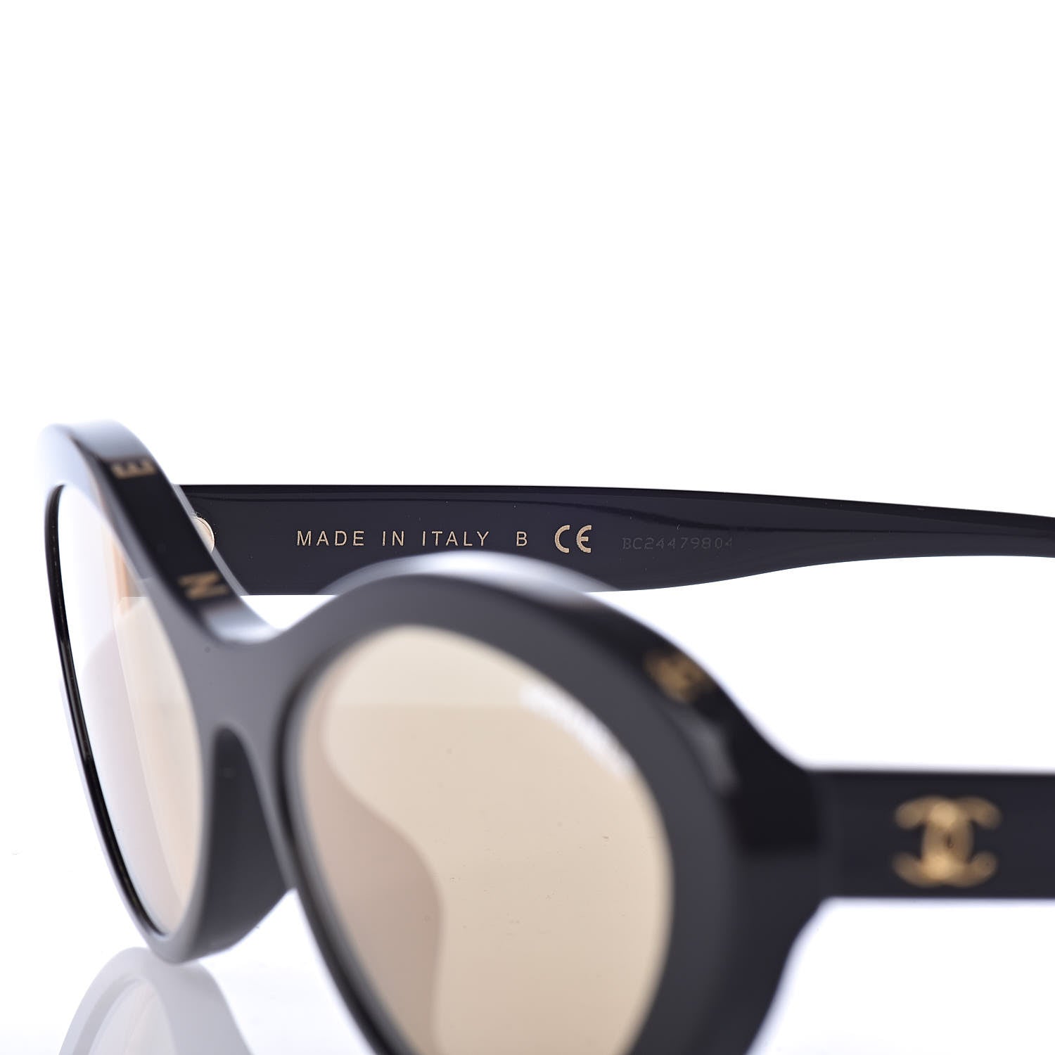 Chanel Acetate 24K Gold Mirror Oval Sunglasses 5416-A Black 5 of 7
