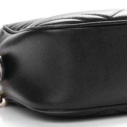 Gucci Calfskin Matelasse Small GG Marmont Chain Shoulder Bag Black 8 of 12