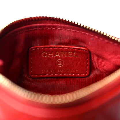 Chanel Lambskin Quilted Small Cosmetic Case Red 6 of 9