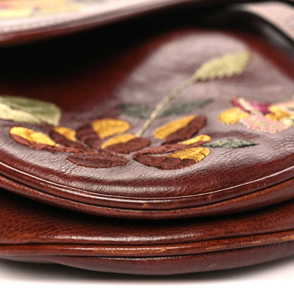 Christian Dior Calfskin Embroidered Romantic Flowers Saddle Bag Brown 8 of 13