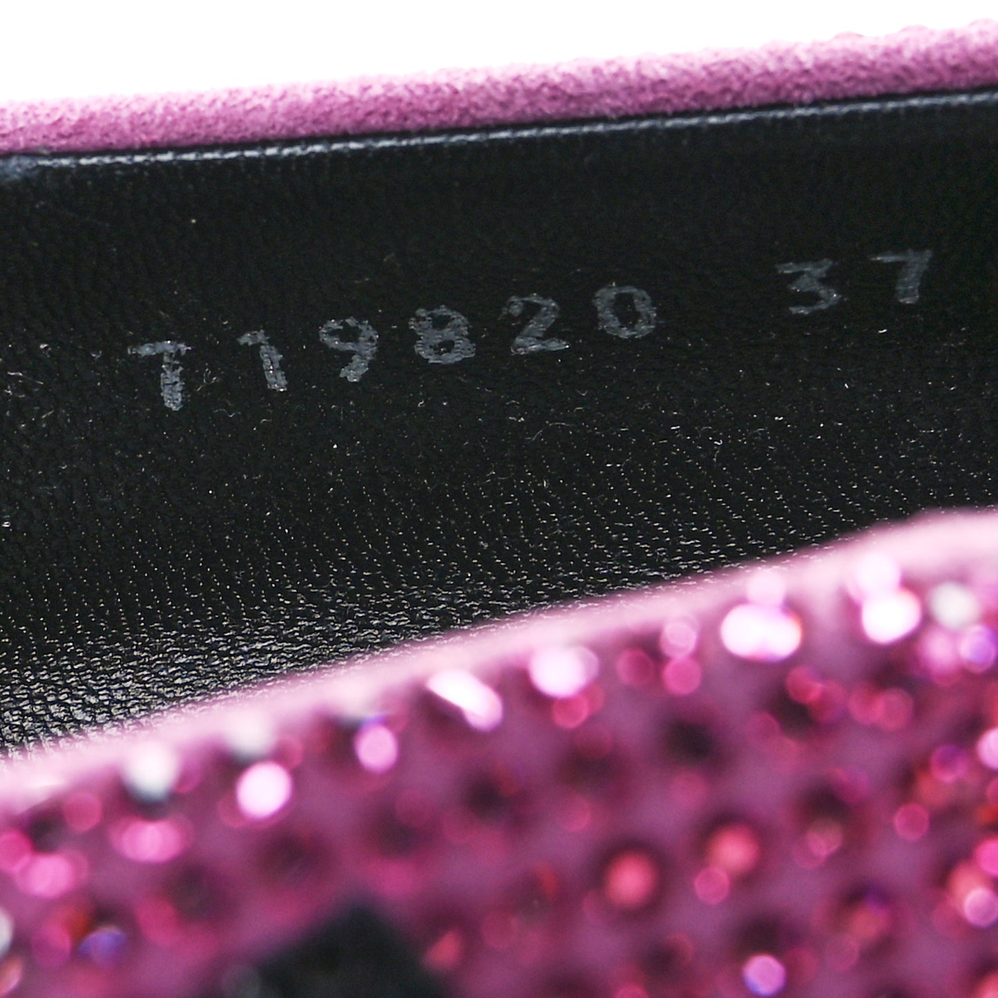 Strass Suede Allover Logo Square Knife 80mm Pumps 37 Pink Black