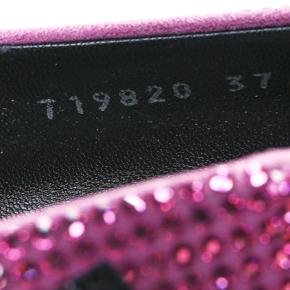 Balenciaga Strass Suede Allover Logo Square Knife 80mm Pumps 37 Pink Black 9 of 10