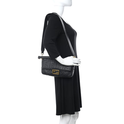 Fendi Nappa FF 1974 Embossed Baguette Black 2 of 12