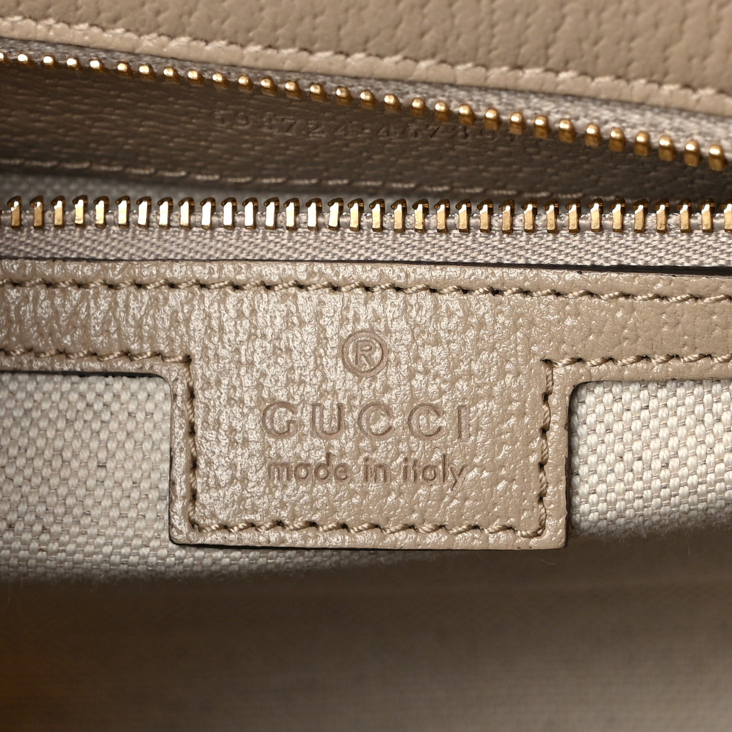 GG Supreme Monogram Textured Dollar Calfskin Web Small Ophidia Slip Handle Tote Beige Mystic White Oatmeal