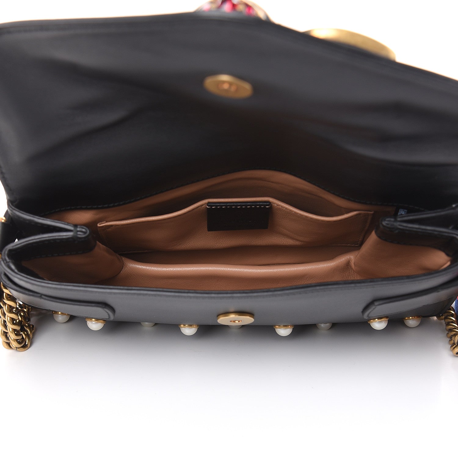 Gucci Nappa Pearl Studded Mini Queen Margaret Broadway Shoulder Bag Black 5 of 10