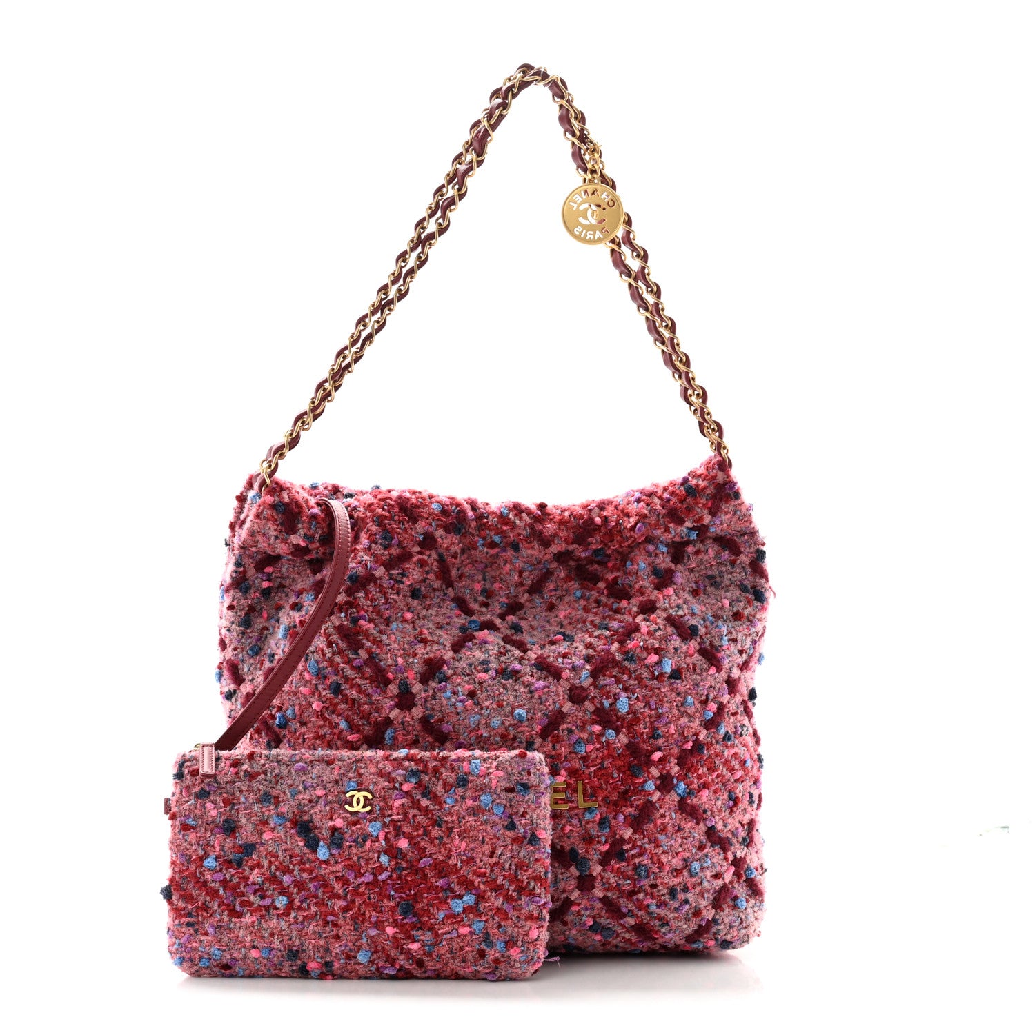Chanel Tweed Quilted Chanel 22 Pink Burgundy 3 of 11