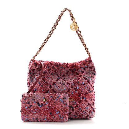 Chanel Tweed Quilted Chanel 22 Pink Burgundy 3 of 11