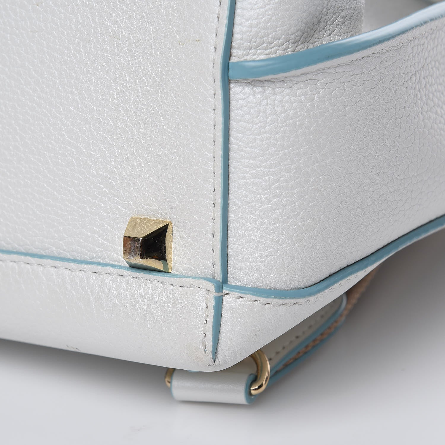 MCM Grained Calfskin Large Milla Convertible Backpack White 16 of 17