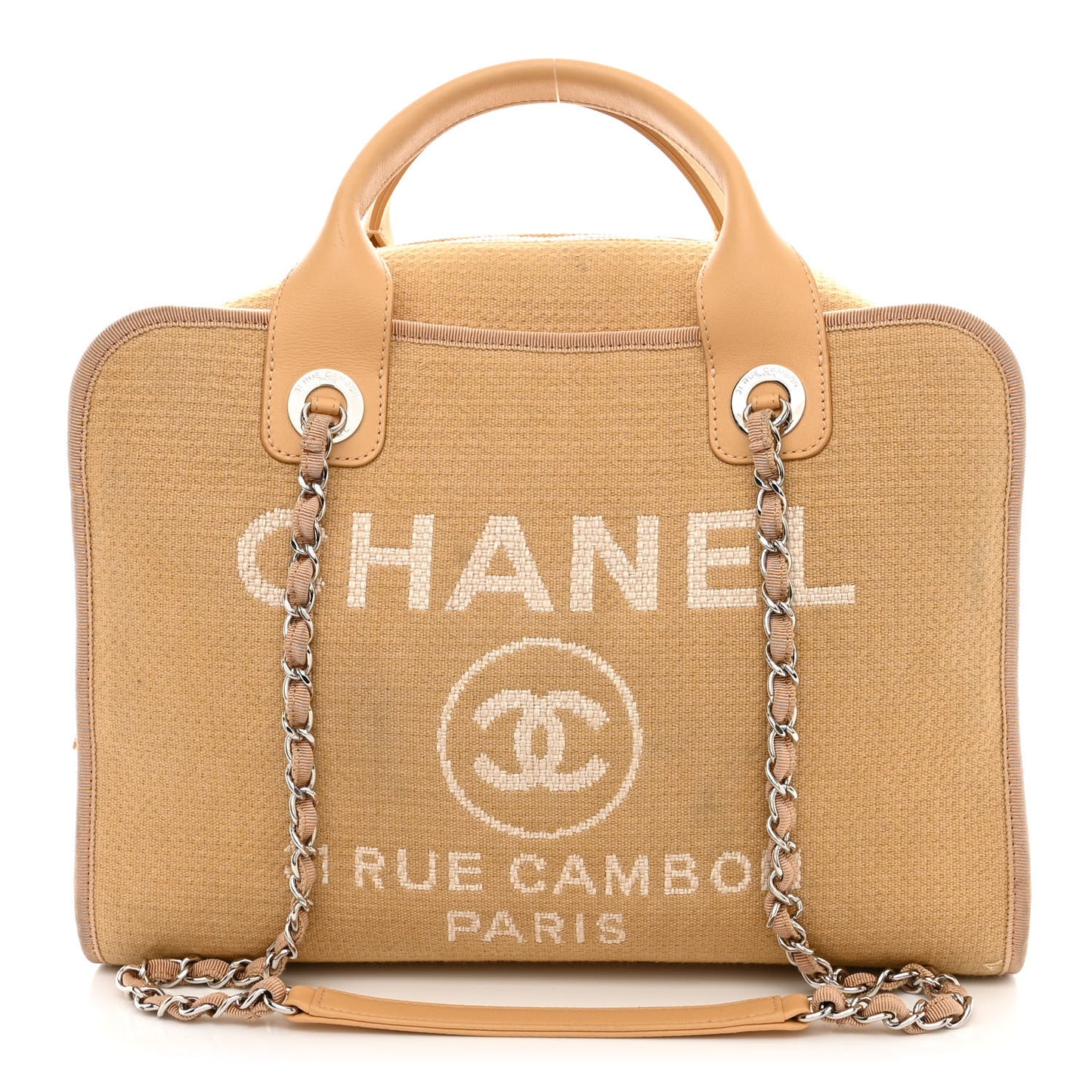 Canvas Deauville Bowling Bag Beige