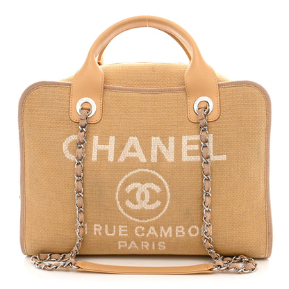 Chanel Canvas Deauville Bowling Bag Beige 1 of 12