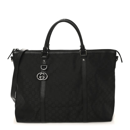 Gucci Nylon Monogram Medium GG Charm Dome Satchel Black 1 of 10
