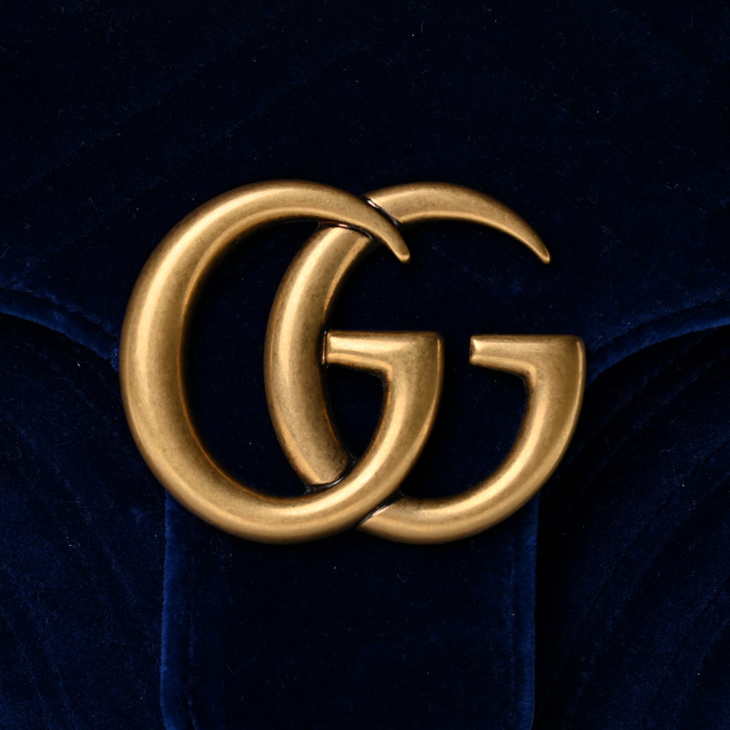 Velvet Matelasse Medium GG Marmont Shoulder Bag Cobalt Blue