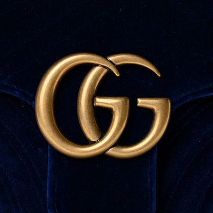 Gucci Velvet Matelasse Medium GG Marmont Shoulder Bag Cobalt Blue 7 of 9