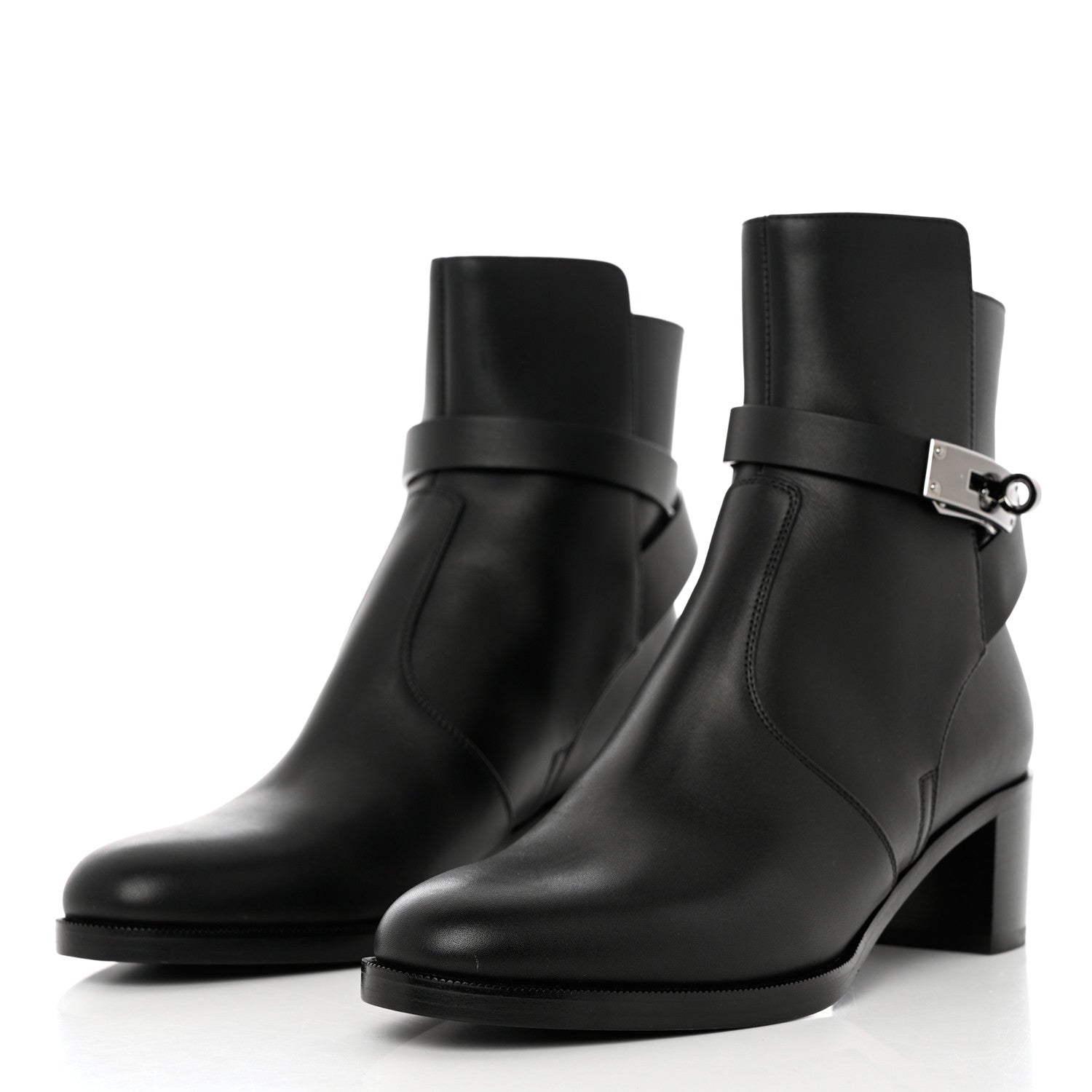 Hermes Calfskin Frenchie 50 Ankle Boots 36 Black 3 of 11