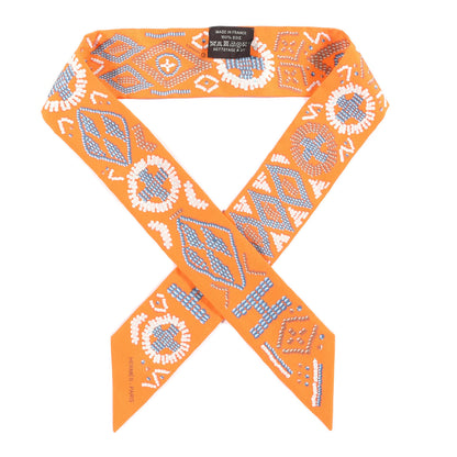 Hermes Silk Kelly En Perles Twilly Orange Bleu Gris Perle 1 of 4