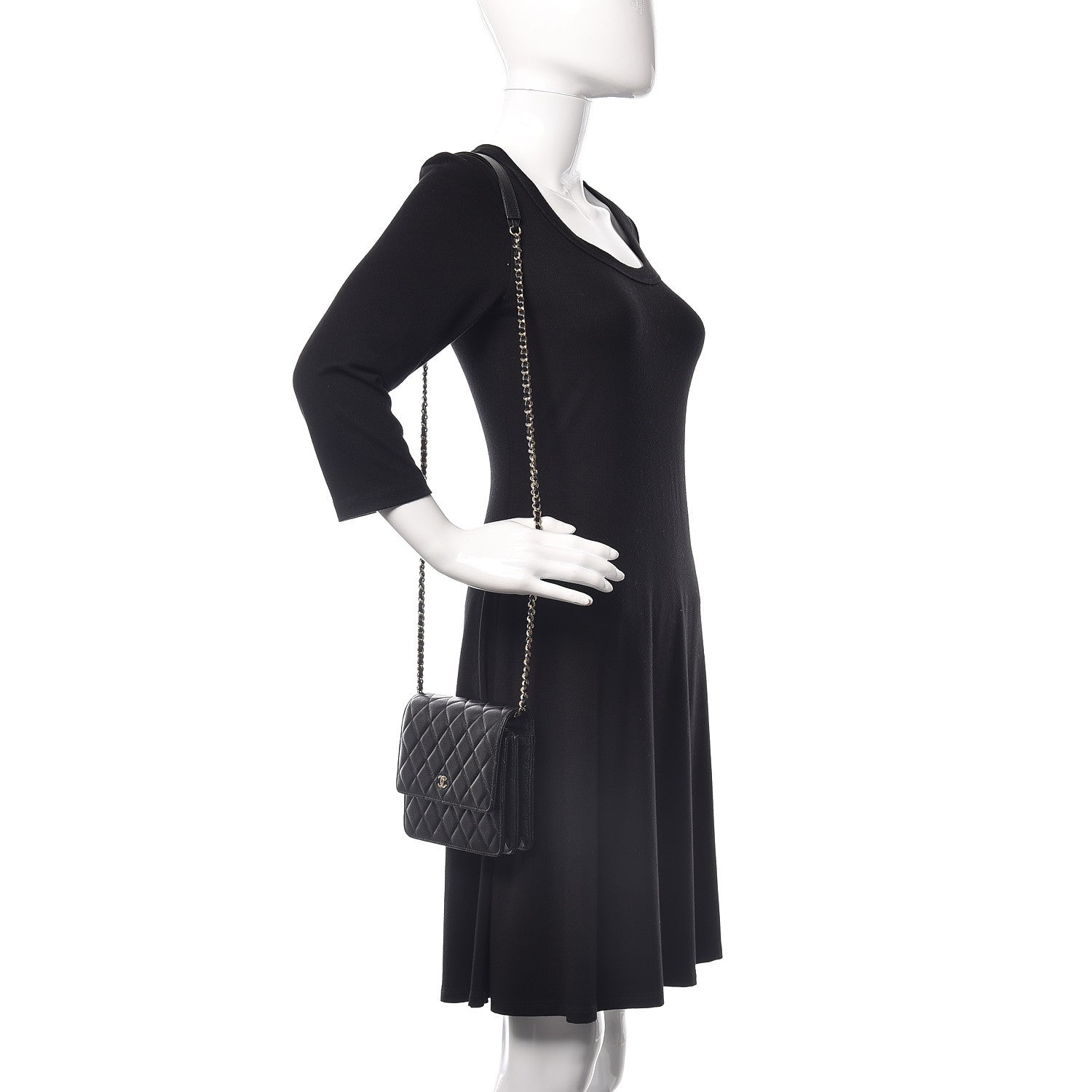 Chanel Caviar Quilted Square Wallet On Chain WOC Black 2 of 11