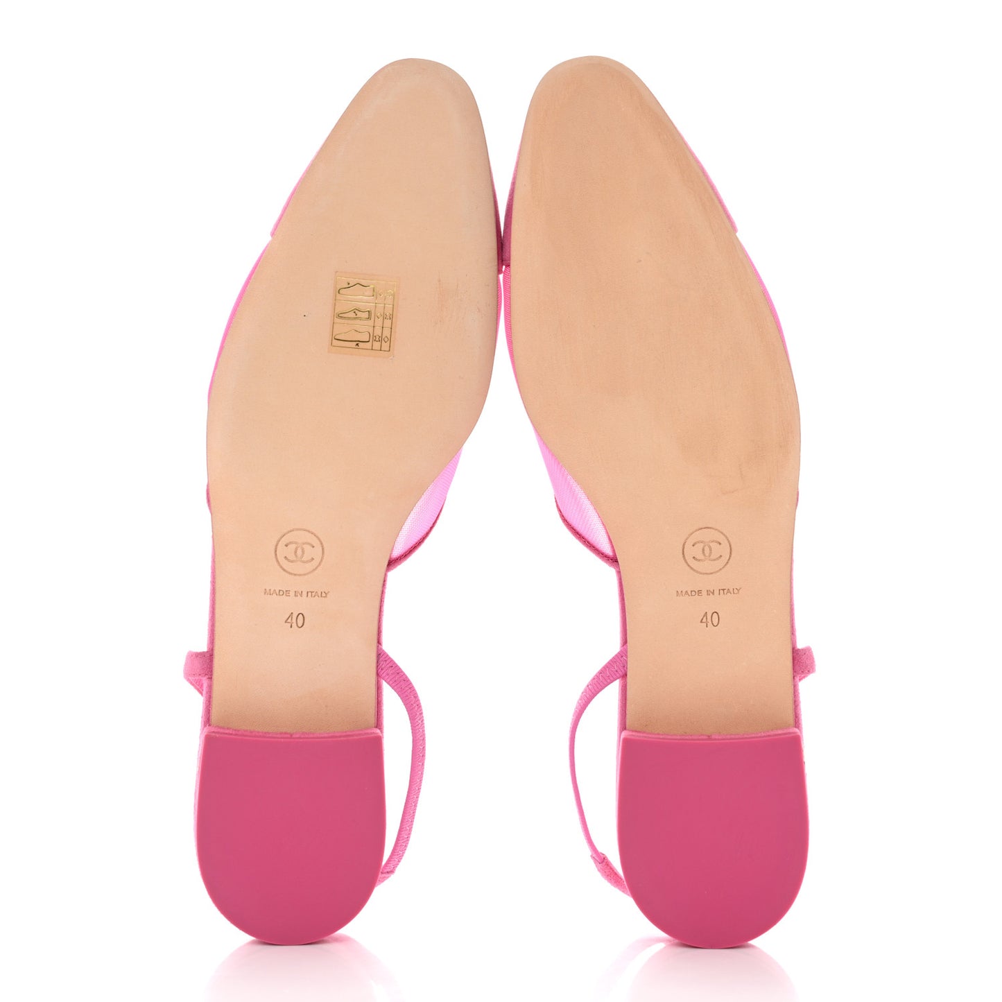 Mesh Suede Kidskin Cap Toe CC Slingback Flat 40 Pink