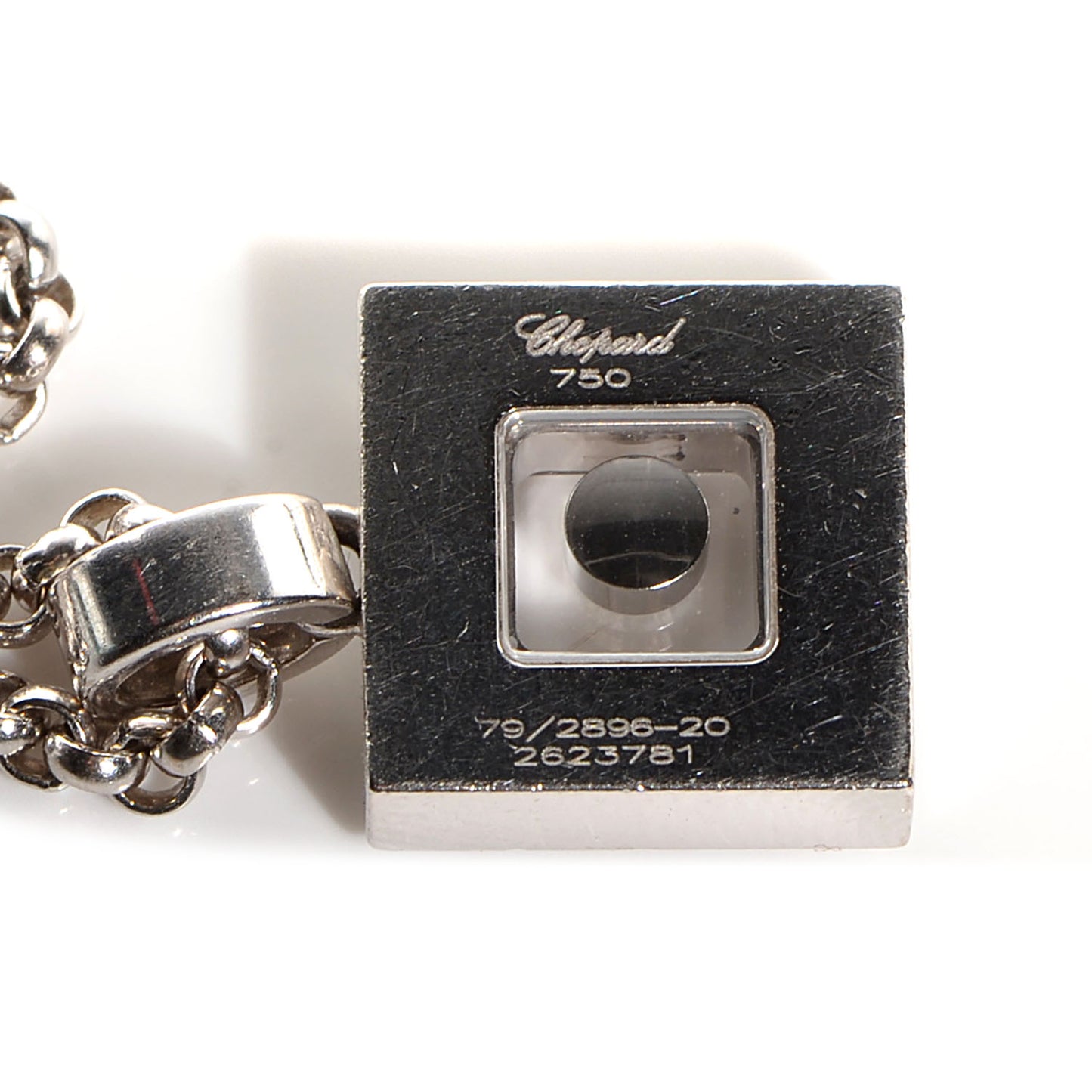 18k White Gold Happy Diamonds Icons Square Heart Necklace