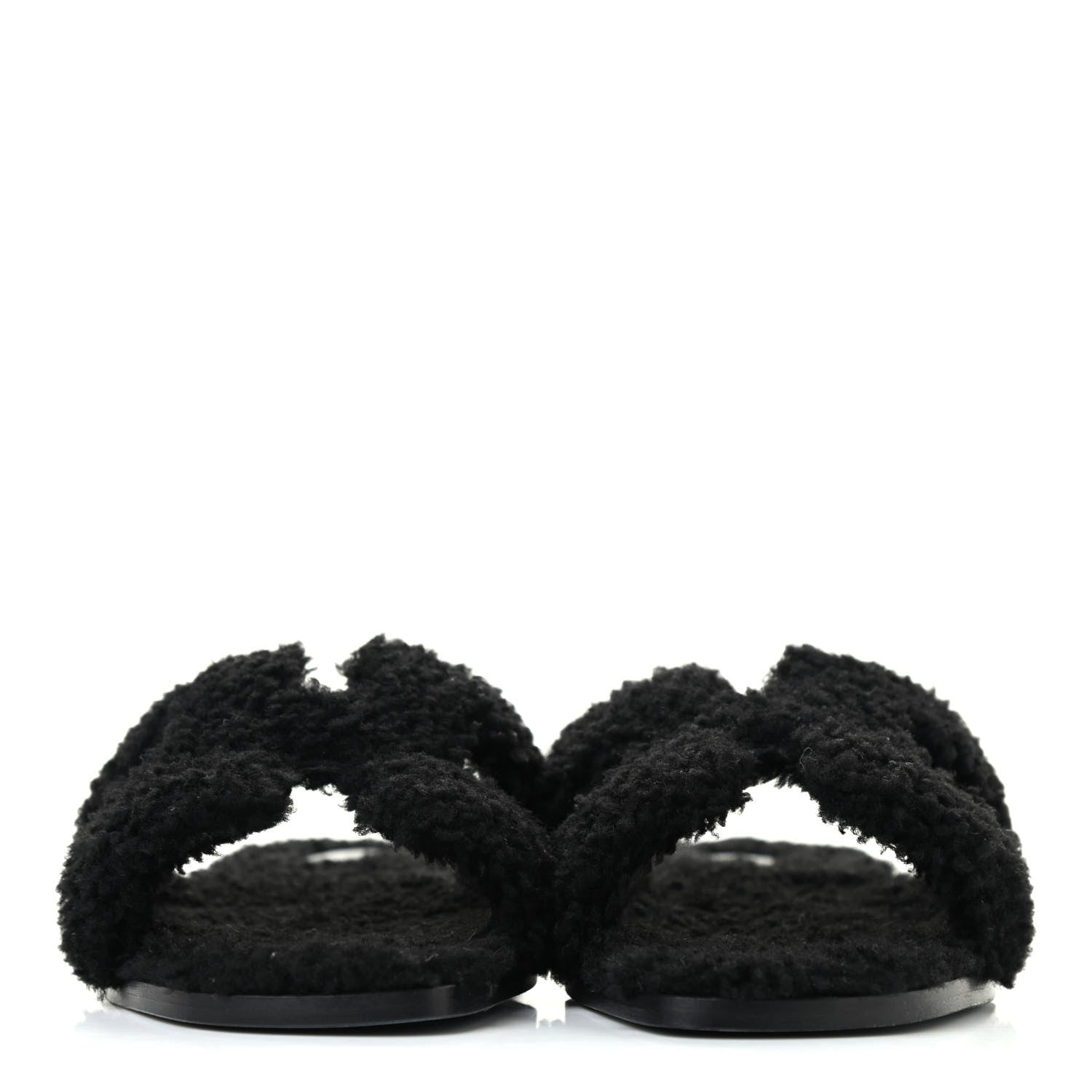 Hermes Woolskin Oran Sandals 39 Black 2 of 8