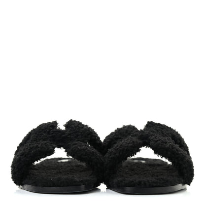 Hermes Woolskin Oran Sandals 39 Black 2 of 8