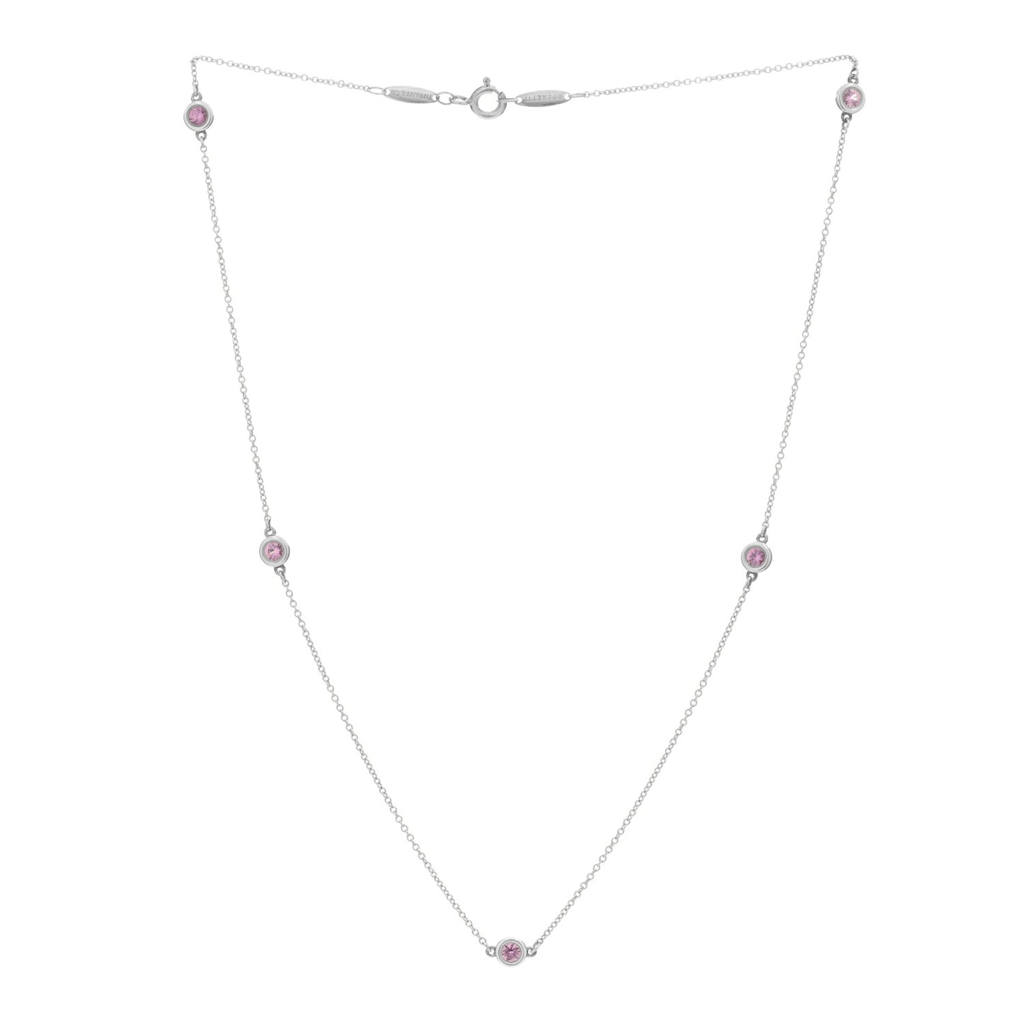 Sterling Silver Pink Sapphire Elsa Peretti Color By The Yard 5 Station Necklace