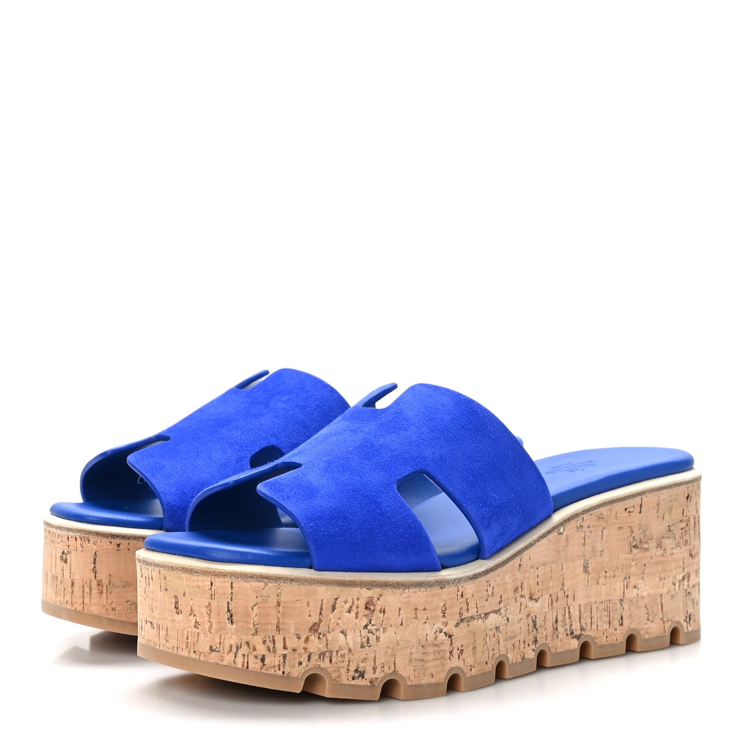 Suede Goatskin Cork Eze 30 Sandals 39 Bleu Ocean
