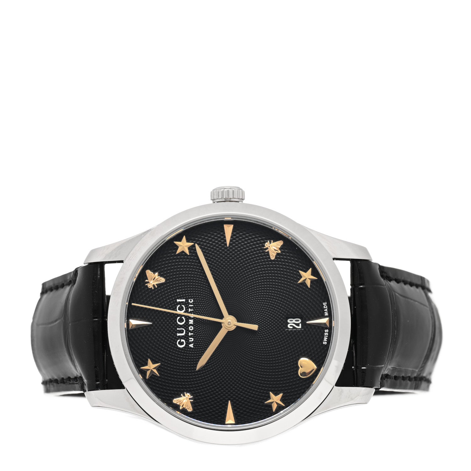 Gucci Stainless Steel Alligator 38mm G-Timeless Charm Automatic Watch Black 2 of 5