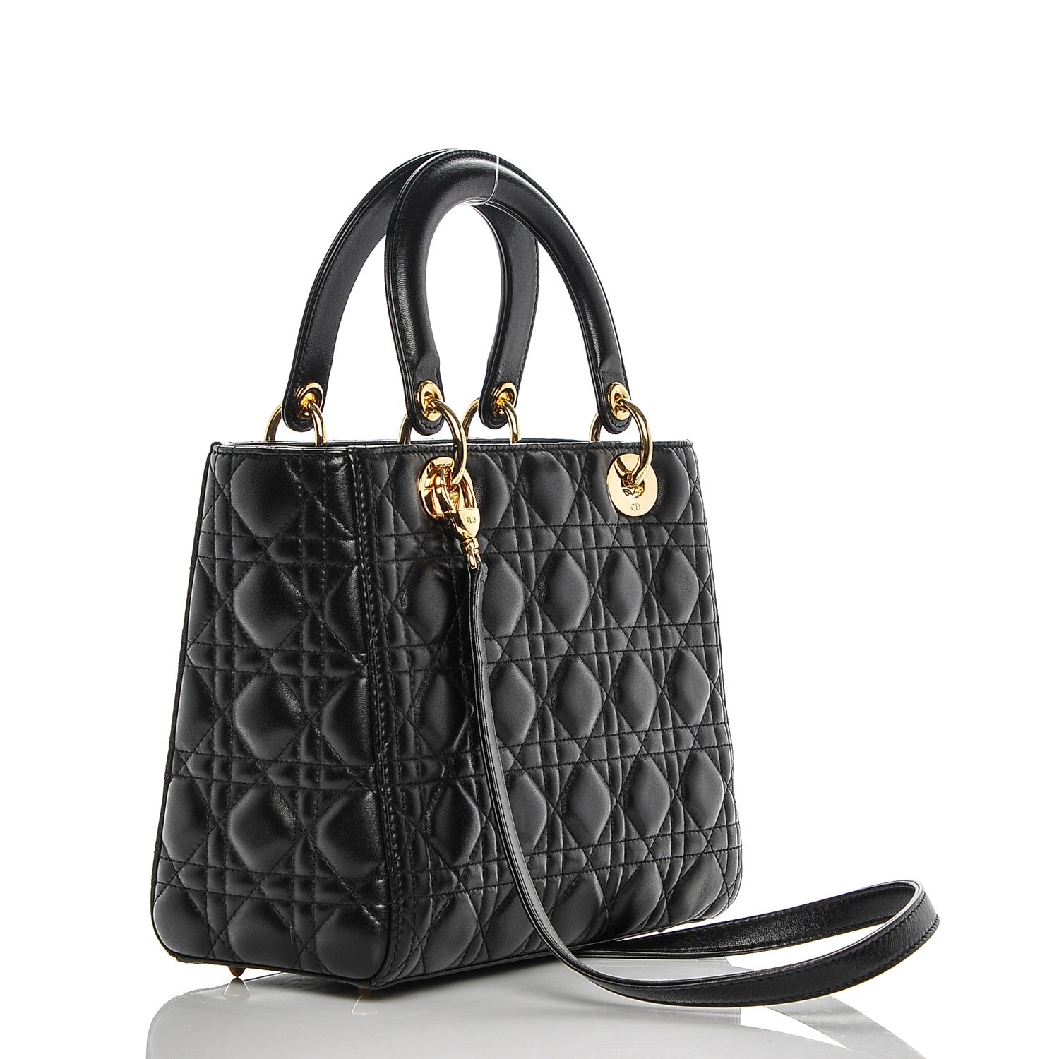 Christian Dior Lambskin Cannage Medium Lady Dior Black 3 of 6