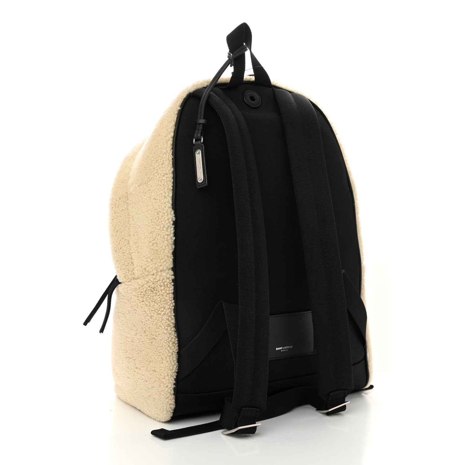 Saint Laurent Shearling City Backpack Natural Black 3 of 10