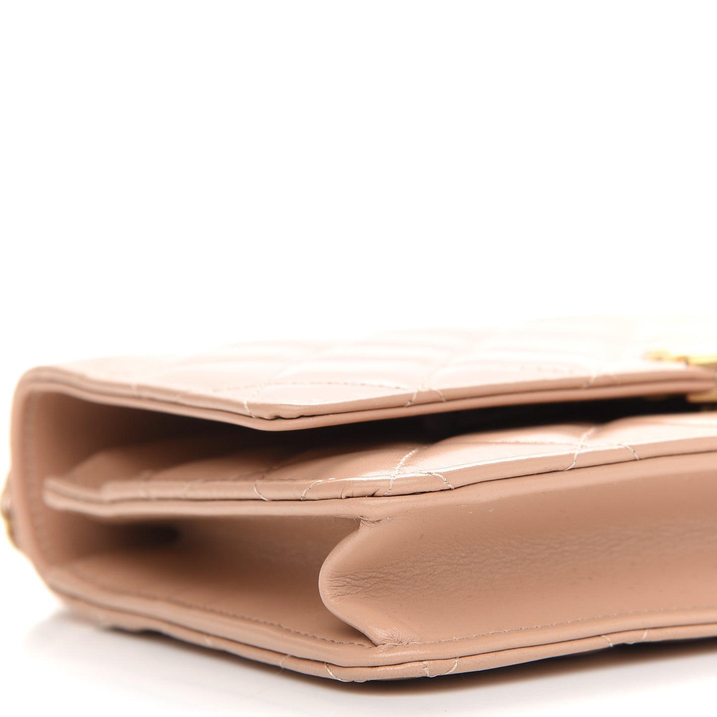 Calfskin Quilted Perfect Fit Wallet On Chain WOC Beige