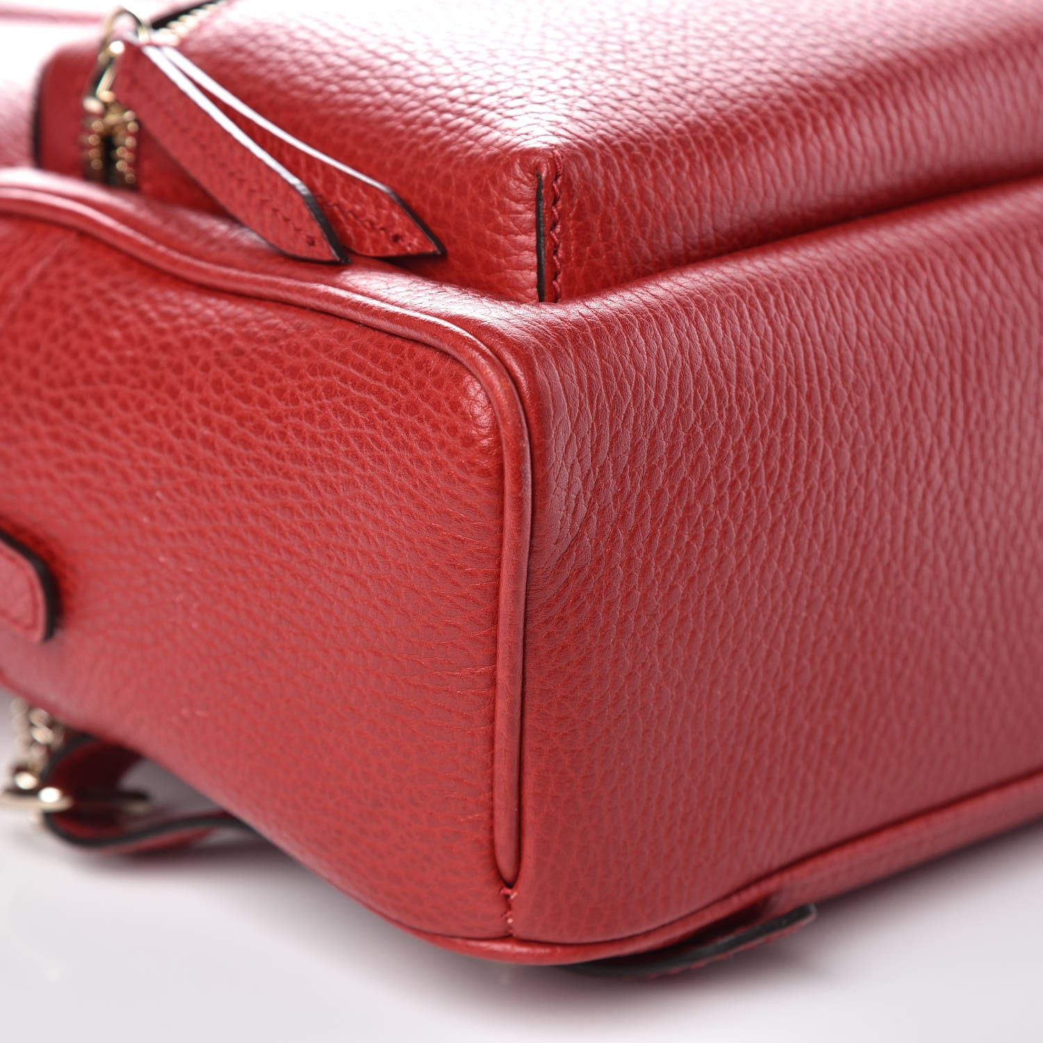 Gucci Pebbled Calfskin Soho Chain Backpack Hibiscus Red 9 of 10
