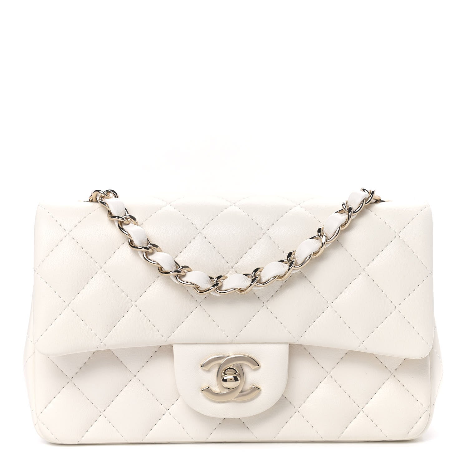 Chanel Lambskin Quilted Mini Rectangular Flap White 1 of 8