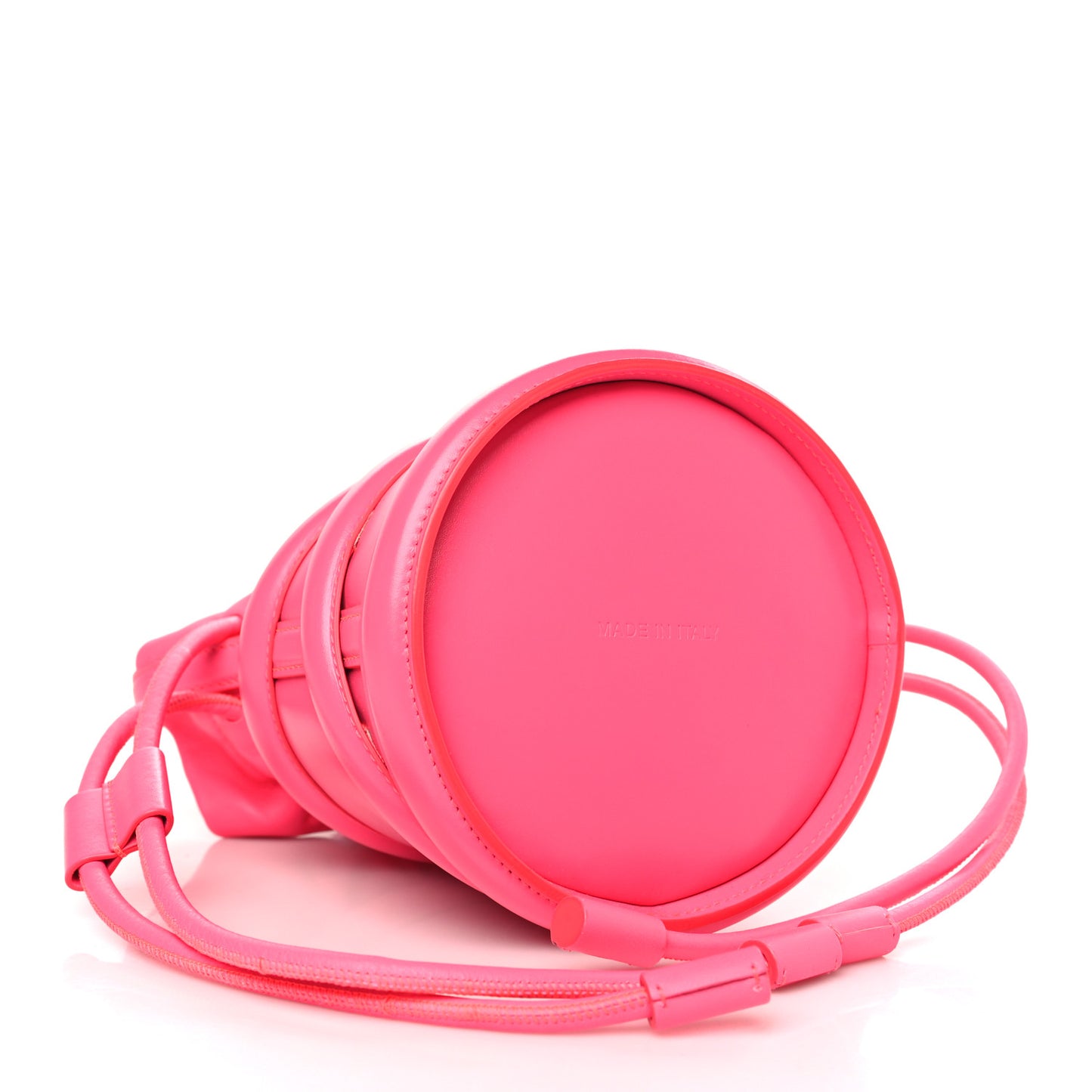 Calfskin The Soft Curve Drawstring Bag Neon Pink