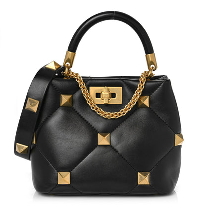 Valentino Garavani Nappa Small Roman Stud The Handle Bag Black 1 of 8