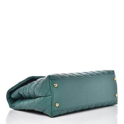 Chanel Caviar Quilted Medium Coco Handle Flap Green 4 of 9