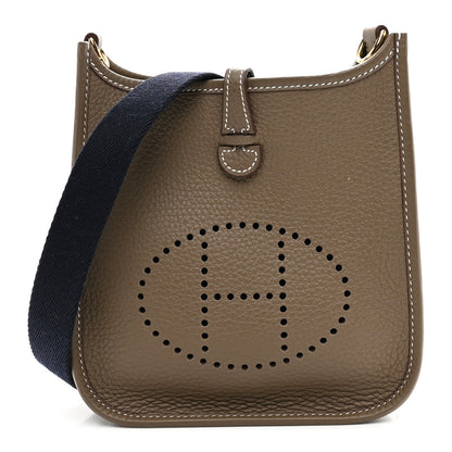 Hermes Taurillon Clemence Amazone Evelyne TPM Etoupe Bleu Indigo 1 of 10