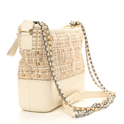 Chanel Tweed Calfskin Quilted Medium Gabrielle Hobo Beige Ivory 3 of 10
