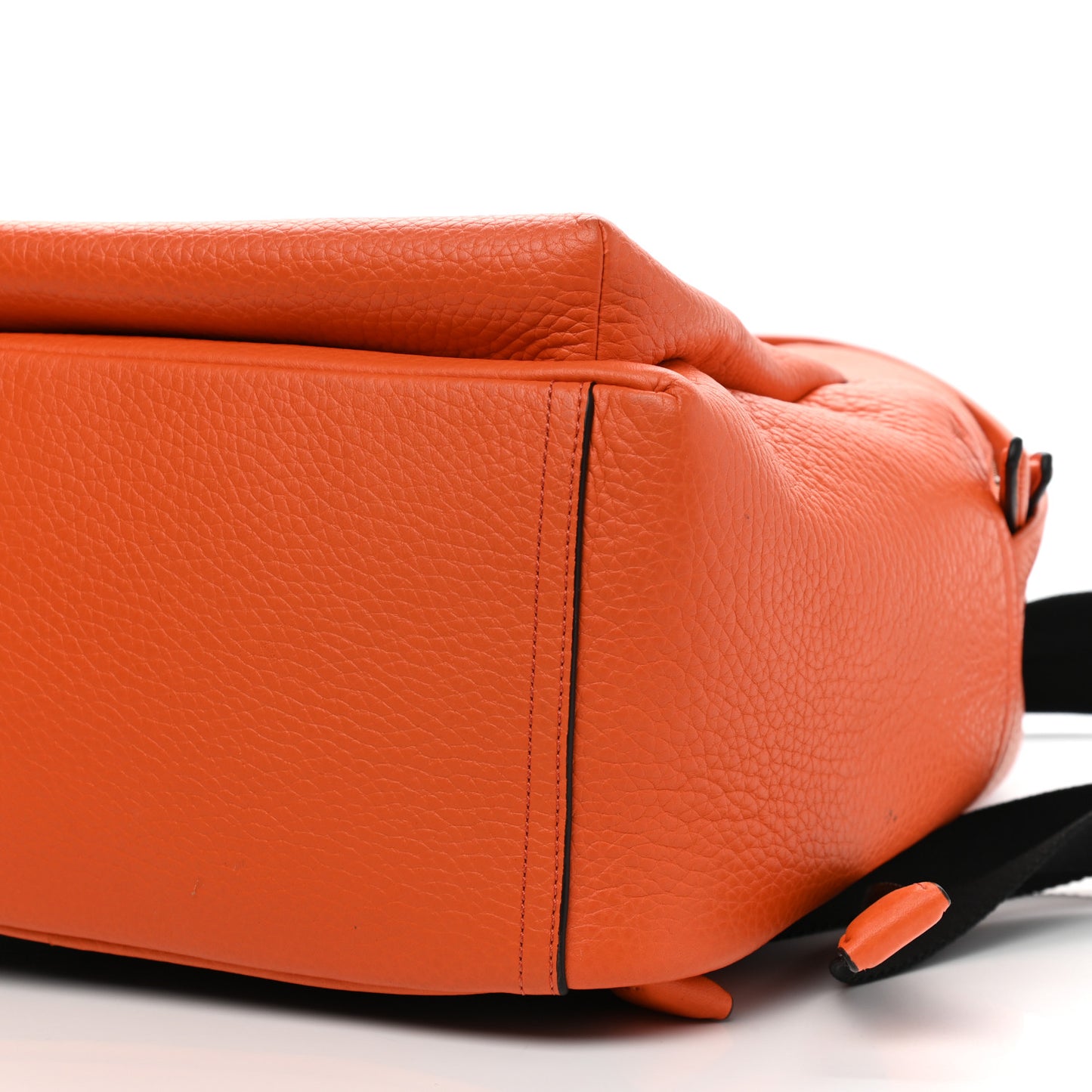 Heavy Grain Calfskin Zipped Backpack Mandarin Orange