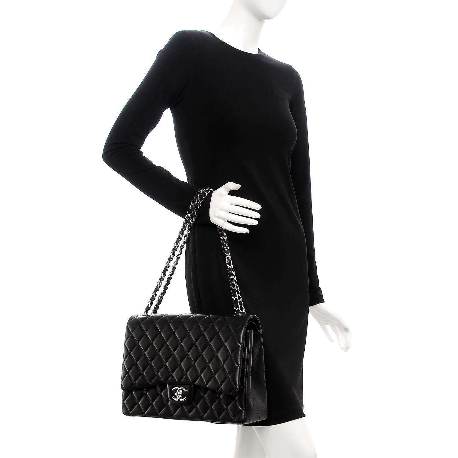 Chanel Lambskin Quilted Maxi Double Flap Black 3 of 8