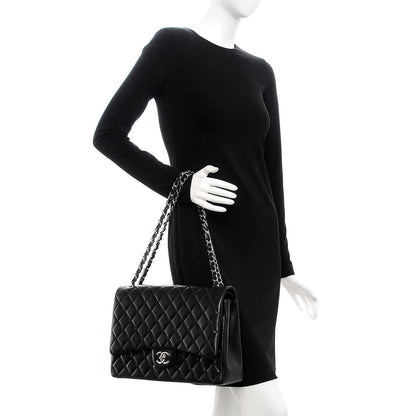 Chanel Lambskin Quilted Maxi Double Flap Black 3 of 8