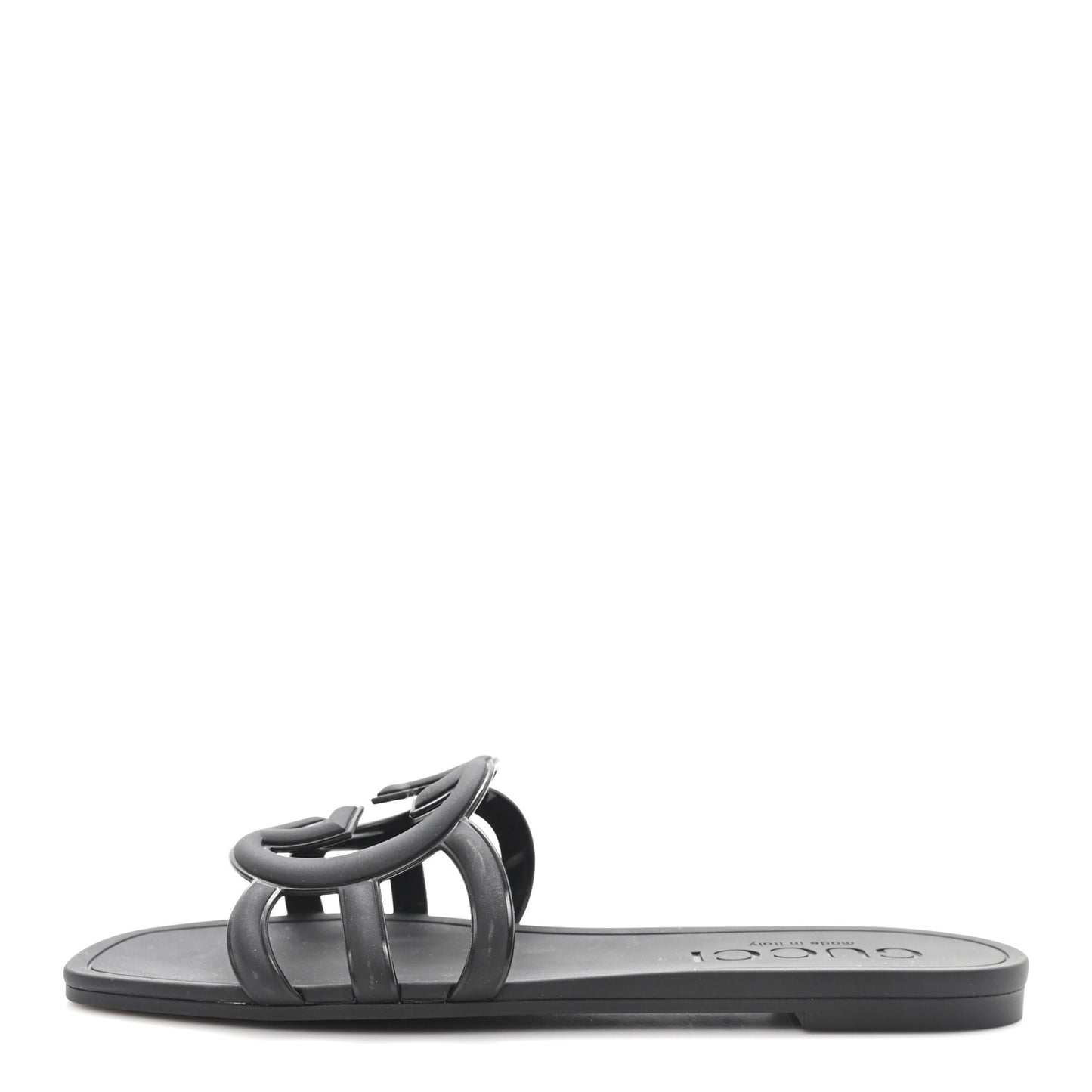 Rubber Womens Interlocking G Slide Sandals  38 Black