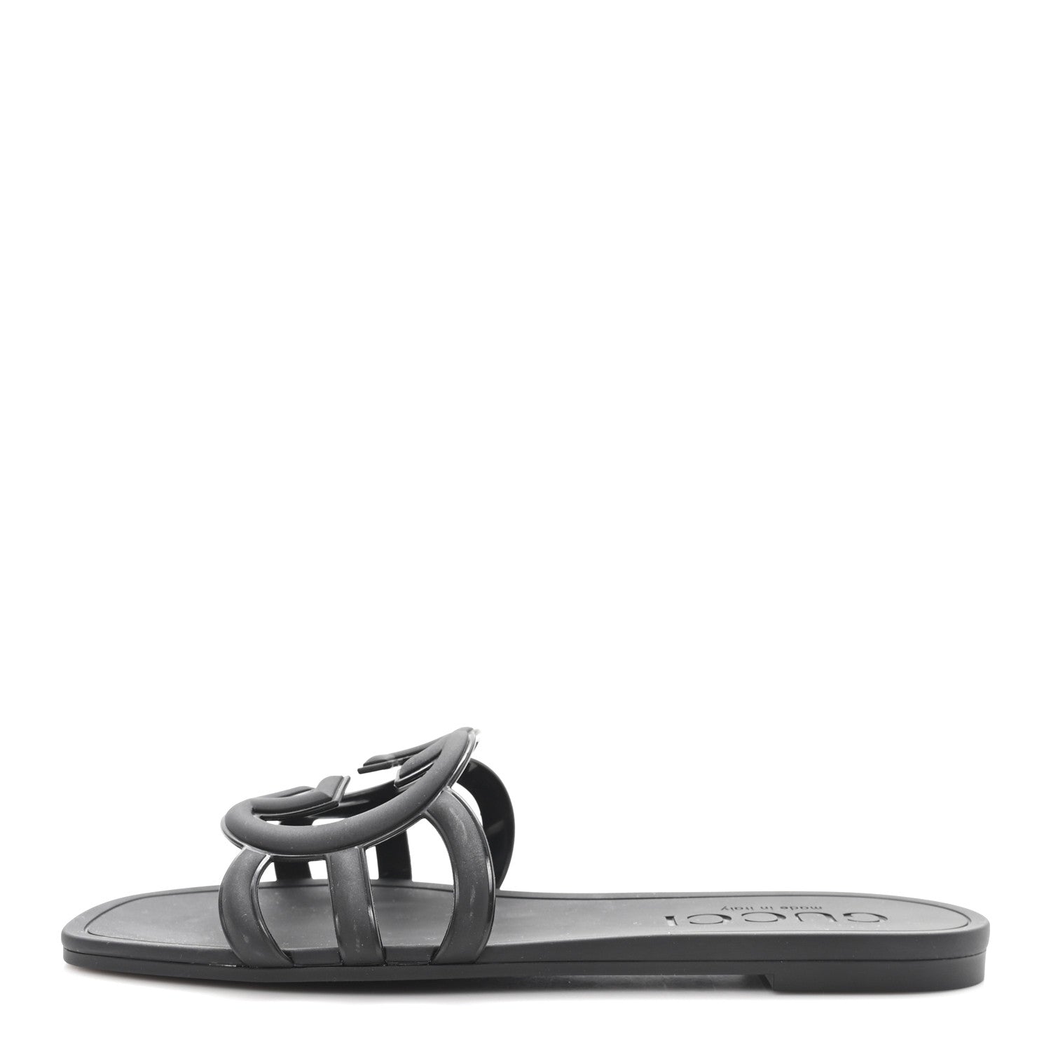Gucci Rubber Womens Interlocking G Slide Sandals  38 Black 1 of 9