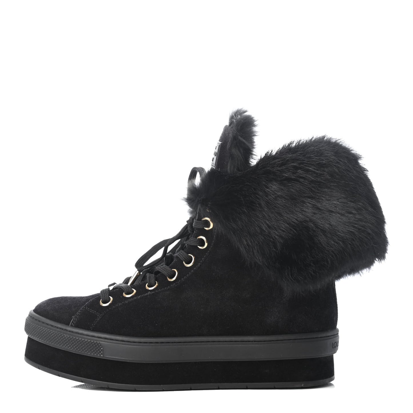 Suede Rabbit Fur Jazzy Sneakers 37 Black