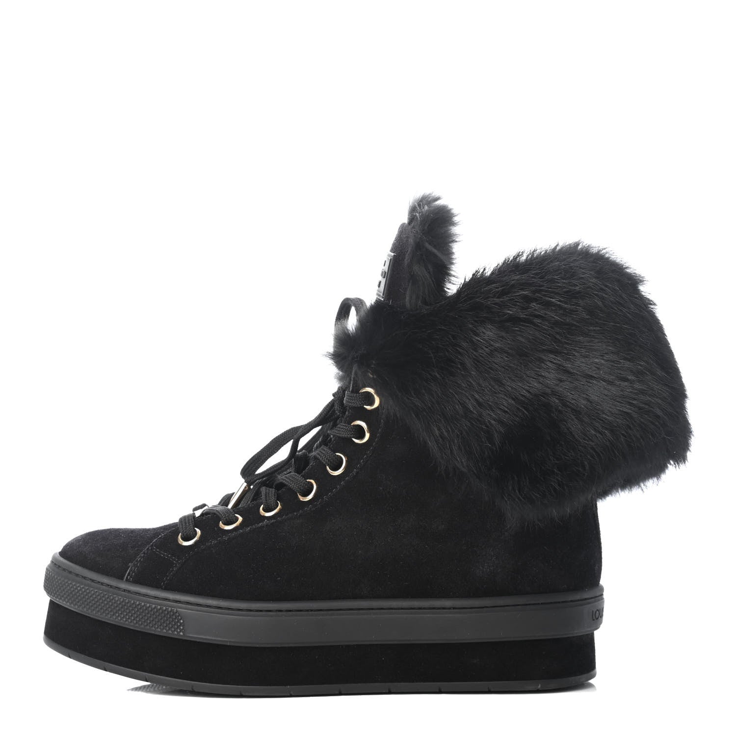Louis Vuitton Suede Rabbit Fur Jazzy Sneakers 37 Black 1 of 10