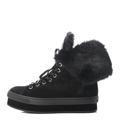Louis Vuitton Suede Rabbit Fur Jazzy Sneakers 37 Black 1 of 10