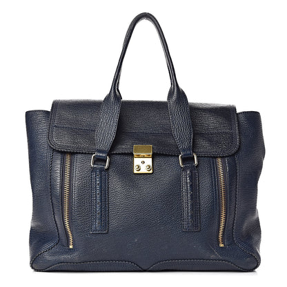 3.1 Phillip Lim 3.1 Textured Calfskin Large Pashli Satchel Ink 1 of 17