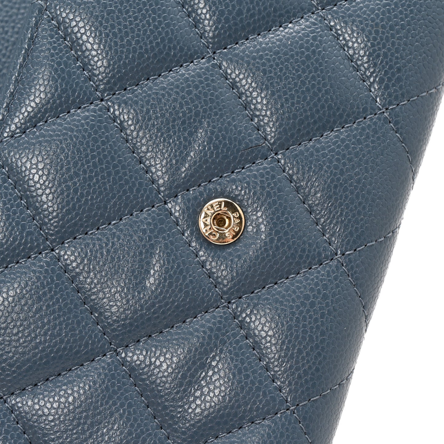 Caviar Quilted Medium Flap Wallet Dark Blue
